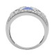 Inlay Opal and Diamond Gemstone Ring in White 14K Gold