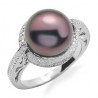 Brown Pearl and Diamond Gemstone Ring in White 14K Gold