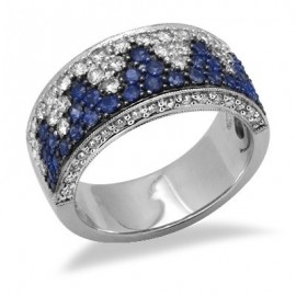 Sapphire and Diamond Unique Gemstone Ring in White 14K Gold