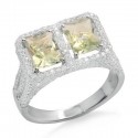Zöld ametiszt és gyémánt egyedi drágakő gyűrű 14 K fehér arany