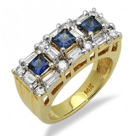 Sapphire and Diamond Unique Gemstone Ring in Yellow 14K Gold