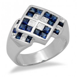 Zafír gyémánt drágakő gyűrű-ban 14 K fehérarany