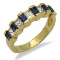 Zafír gyémánt egyedi drágakő sárga 14 K arany gyűrű