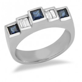 Sapphire Diamond Gemstone Ring in White 14K Gold