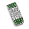 Green Garnet Diamond Gemstone Pendant in White 14K Gold