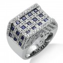 Zafír gyémánt egyedi drágakő gyűrű-ban 14 K fehérarany