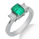 Baguette Cut Solitaire Emerald Diamond Gemstone Ring in White 14K Gold