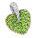Green Garnet Diamond Gemstone Pendant in White 18K Gold