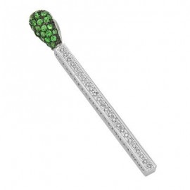 Zöld gránát gyémánt tervező drágakő fülbevaló-ban 14 K fehérarany