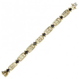 Sapphire Diamond Gemstone Bracelet in Yellow 14K Gold