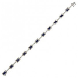 Sapphire Diamond Gemstone Bracelet in White 14K Gold