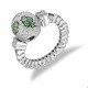 Green Garnet Diamond Convertible Gemstone Pendant Gemstone Ring in White 14K Gold