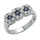 Sapphire Diamond Gemstone Three Stone Cluster Ring in White 18K Gold