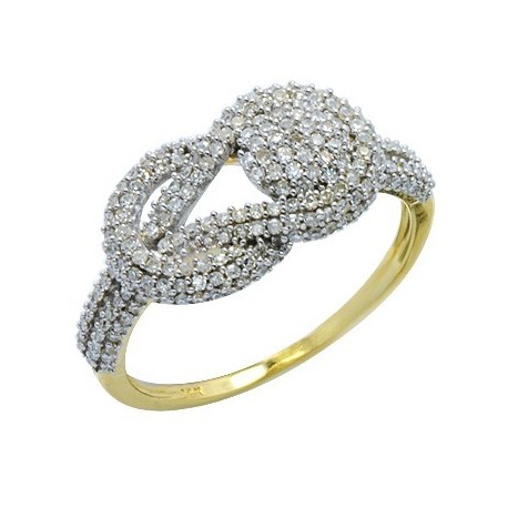 Yellow Gold Eternity Knot Pave Diamond Right Hand Ring
