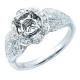 Flower Brilliant Diamond Semi Mount Ring 14K White Gold