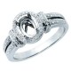 Victorian Brilliant Diamond Semi Mount Ring 14K White Gold