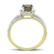 Solitaire Round Cut Prong Set Smokey Quartz Diamond Gemstone Ring in 14k Yellow Gold