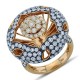 Spellbinding Round Cut Diamond Open Dome Cluster Fashion Ring In 18K Two Tone Gold