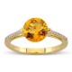 Fiery Round Cut Citrine Diamond Gemstone Ring In 14K Yellow Gold