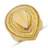 Spellbinding Designer Cut Citrine Round Diamond Large Gemstone Pear Shaped Ring In 14K Yellow Gold