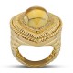 Spellbinding Designer Cut Citrine Round Diamond Large Gemstone Pear Shaped Ring In 14K Yellow Gold