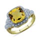 Fiery Checkerboard Cut Citrine Diamond Gemstone Ring In 14K Yellow Gold