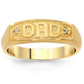 10K Yellow Gold Mens Diamond Dad Ring 0.04 Ctw