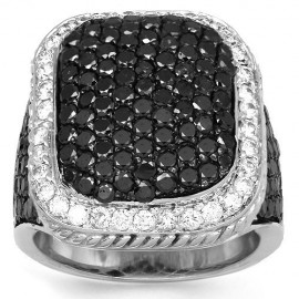 10K White Gold Black Diamond Rings for Men Collection Ring 6.50 Ctw