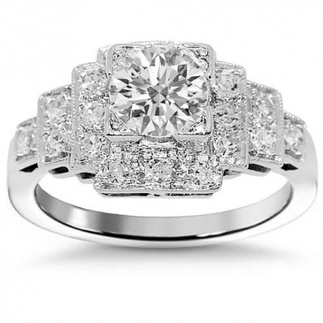 Platinum Diamond Engagement Ring 0.98 Ctw