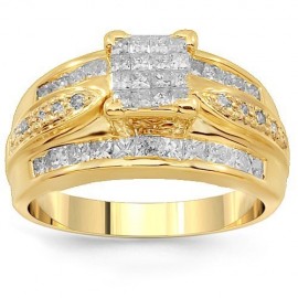 14 K sárga arany gyémánt eljegyzési gyűrű 1,51 Ctw