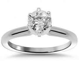 14K White Gold Diamond Solitaire Engagement Ring 0.73 Ctw